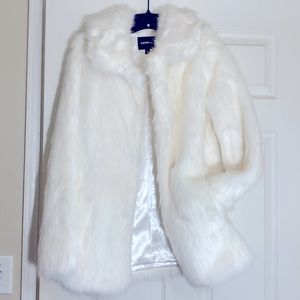 Express White Faux Fur Coat